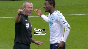 Martin Atkinson Deals With Mikel's Dissent Frame 4